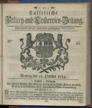 Nro. 43, Montag den 21. October 1754