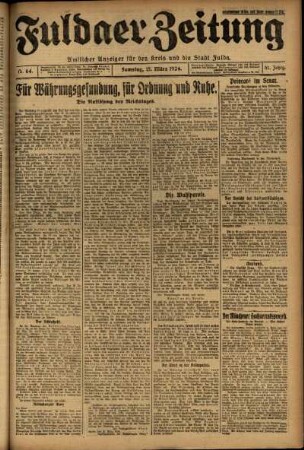 Erste Ausgabe vom Samstag, den 15. März 1924.