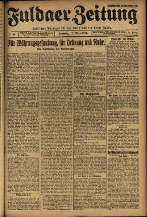 Erste Ausgabe vom Samstag, den 15. März 1924.
