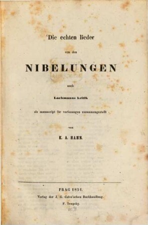 Die echten lieder von den Nibelungen