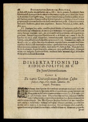 Dissertationis Juridico-Politicae V. De Jure Universitatum.