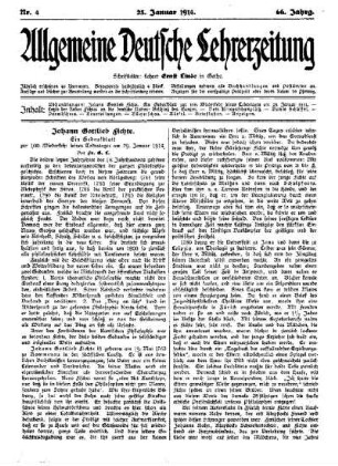Johann Gottlieb Fichte : ein Gedenkblatt zur 100. Wiederkehr seines Todestages am 29. Januar 1914