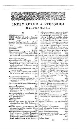 Index Rerum & Verborum memorabilium.