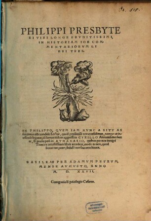 In Historiam Iob Commentariorum : libri 3