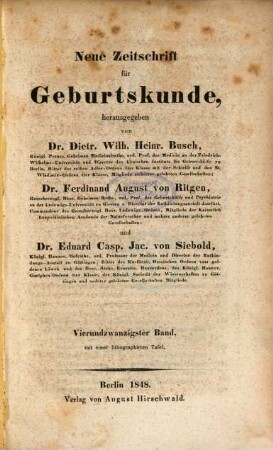 Neue Zeitschrift für Geburtskunde. 24,3. 1848