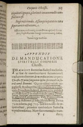 Appendix De Manducatione Spirituali Corporis Christi.