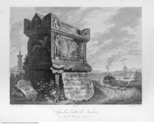 Raccolta delle principali vedute di Roma disegnate al vero ed incise da Domenico Amici Romano, Titelblatt: Sepolcro detto di Nerone
