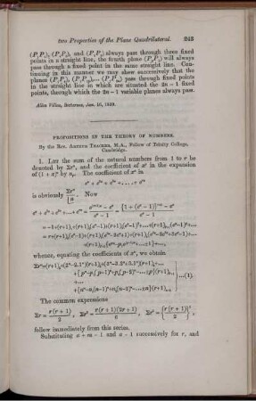 Propositions in the theory of numbers.
