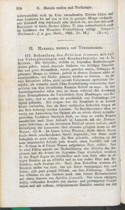 II. Materia medica und Toxikologie.