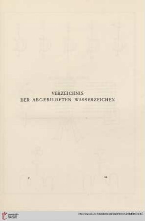 Verzeichnis der abgebildeten Wasserzeichen