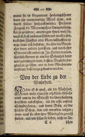 Von der Liebe zu der Wahrheit. [bis] Von der Standhafftigkeit.