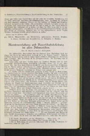 Meentenverfassung und Bauerschaftsbeliebung im alten Dithmarschen