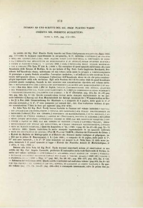 Intorno ad uno scritto del Sig. Prof. Placido Tardy.