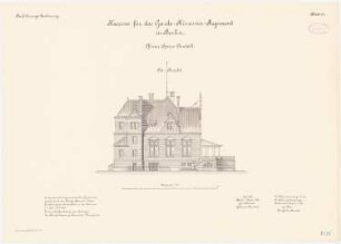 Kaserne des Garde-Kürassier-Regiments und des Königin-Augusta-Garde-Grenadier-Regiments Nr. 4, Berlin: Königin-Augusta-Garde-Grenadier-Regiments Nr. 4, Offizier-Speiseanstalt: Ostansicht 1:100