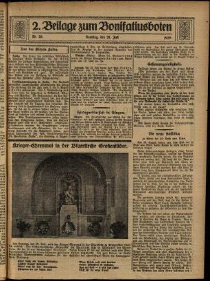 Zweite Ausgabe vom Sonntag, den 28. Juli 1929.