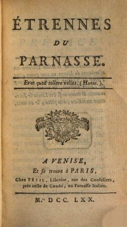 Étrennes Du Parnasse, [1]