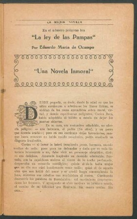 "Una novela inmoral"