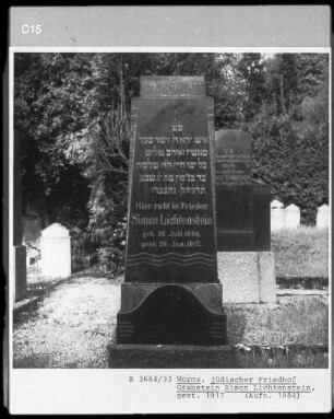 Grabstein von Simon Lichtenstein (+ 1917.01.26)