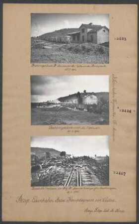 Reparaturen an der Kleinbahn Vigneulles - St. Maurice s.l. Côtes, Mai 1915: Stationsgebäude St. Maurice vor der Explosion des Pionierparks