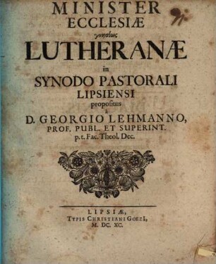 Minister ecclesiae gnēsiōs Lutheranae