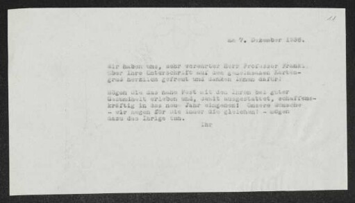 Brief von Gerhart Hauptmann an Oskar Frankl