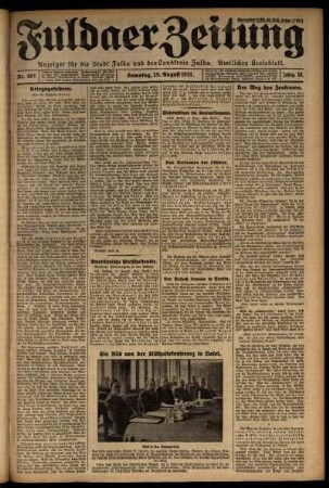 Erste Ausgabe vom Samstag, den 15. August 1931.