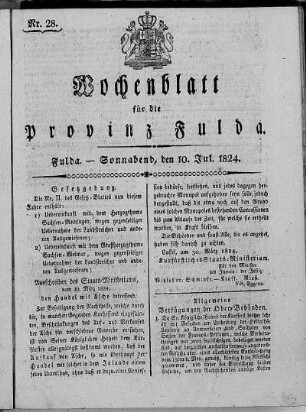 Nr. 28, Ausgabe vom 10. Juli 1824