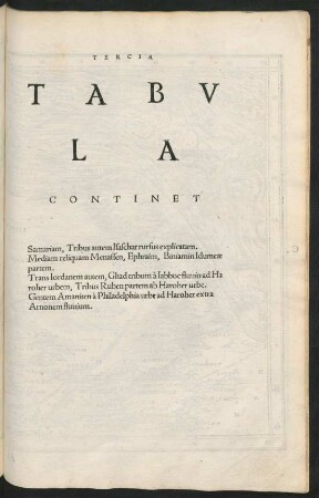 Tercia Tabula Continet Samariam ...