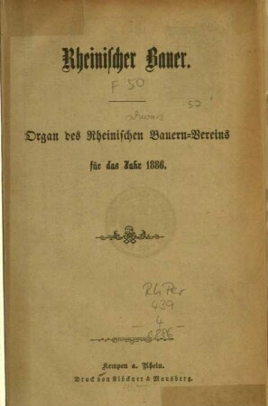 Rheinischer Bauer / 4. Jahrgang 1886