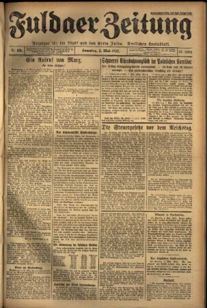 Ausgabe vom Samstag, den 02. Mai 1925.