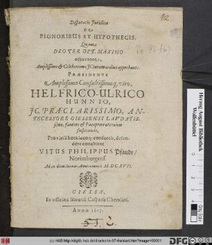 Disputatio Iuridica De Pignoribus Et Hypothecis