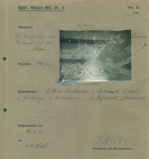 Foto viel benützter Wege hinter den feindlichen Linien bis Sulzern (Soultzeren) (Luftbild)