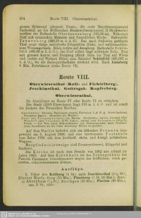 Route VIII. Oberwiesenthal (Keil- und Fichtelberg). Joachimsthal. Gottesgab. Kupferberg