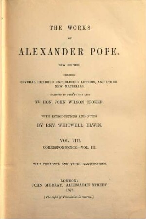 The works : including several hundred unpublished letters, and other new materials, 8. Correspondence ; 3