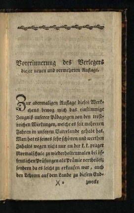 Vorerinnerung des Verlegers dieser neuen und vermehrten Auflage