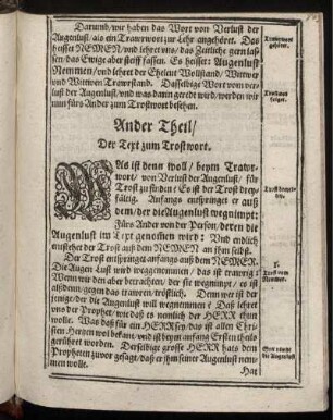 Ander Theil/ Der Text zum Trostwort.