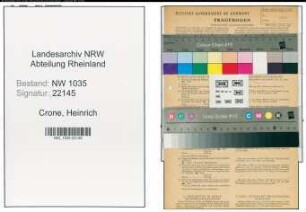 Entnazifizierung Heinrich Crone , geb. 27.01.1898 (Kaufmaennischer Grubenbeamter)