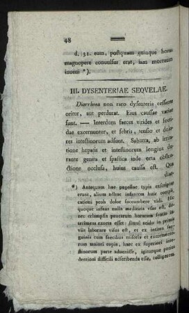 III. Dysentariæ Sequelæ.