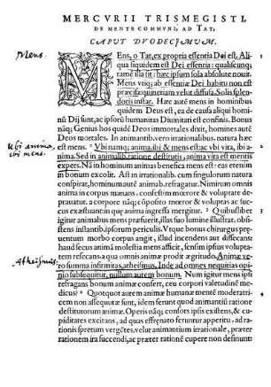 Mercurii Trismegisti, De Mente Communi, Ad Tat, Caput Duodecimum