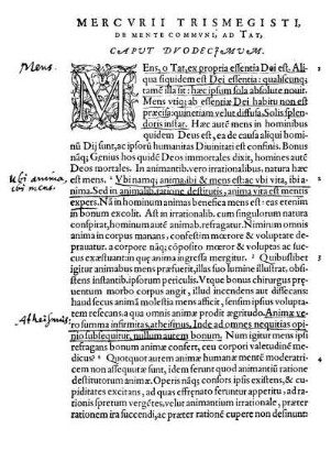 Mercurii Trismegisti, De Mente Communi, Ad Tat, Caput Duodecimum