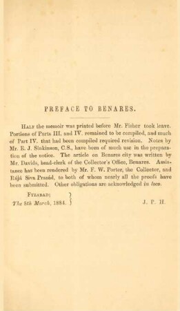 Preface to Benares