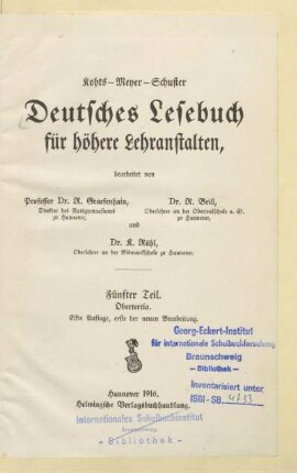 Theil 5 = Obertertia, [Schülerband]: [Theil 5 = Obertertia, [Schülerband]]