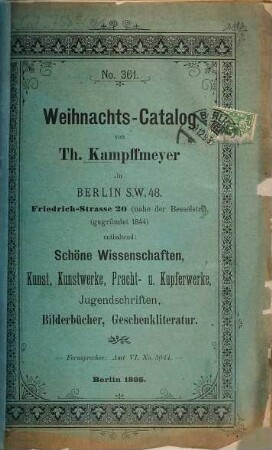 Bücher-Verzeichniss, 361. 1895