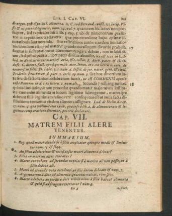 Cap. VII. Matrem Filii Alere Tenentur.