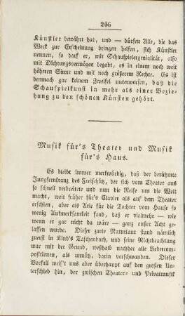 Musik für's Theater und Musik für's Haus