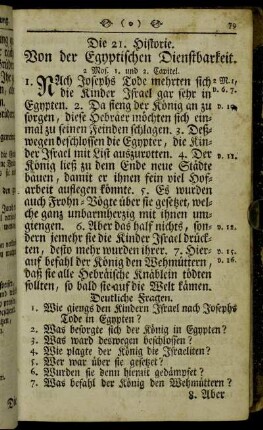 Die 21. Historie. Von der Egyptischen Dienstbarkeit. - Die 25. Historie. Wie Gott die heiligen zehen Gebote auf dem Berge Sinai gegeben hat.