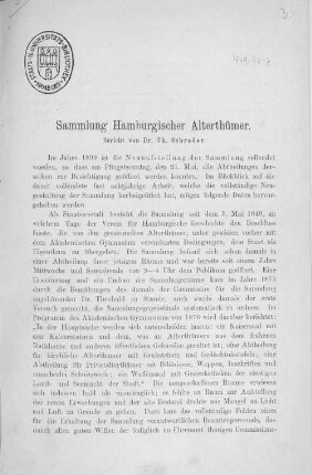 Sammlung hamburgischer Alterthümer : Bericht
