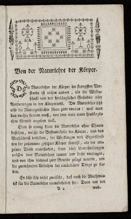 Von der Naturlehre der Körper.