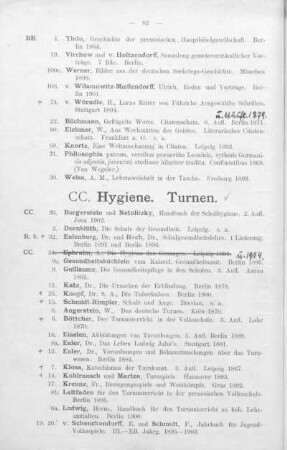 CC. Hygiene. Turnen.