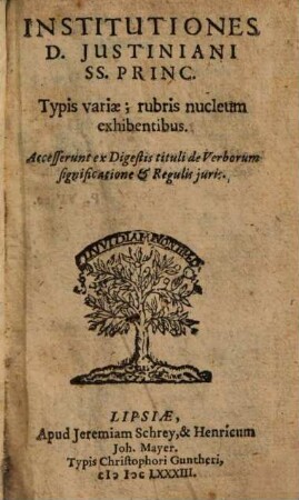 Institutiones : typis variae, rubris nucleum exhibentibus